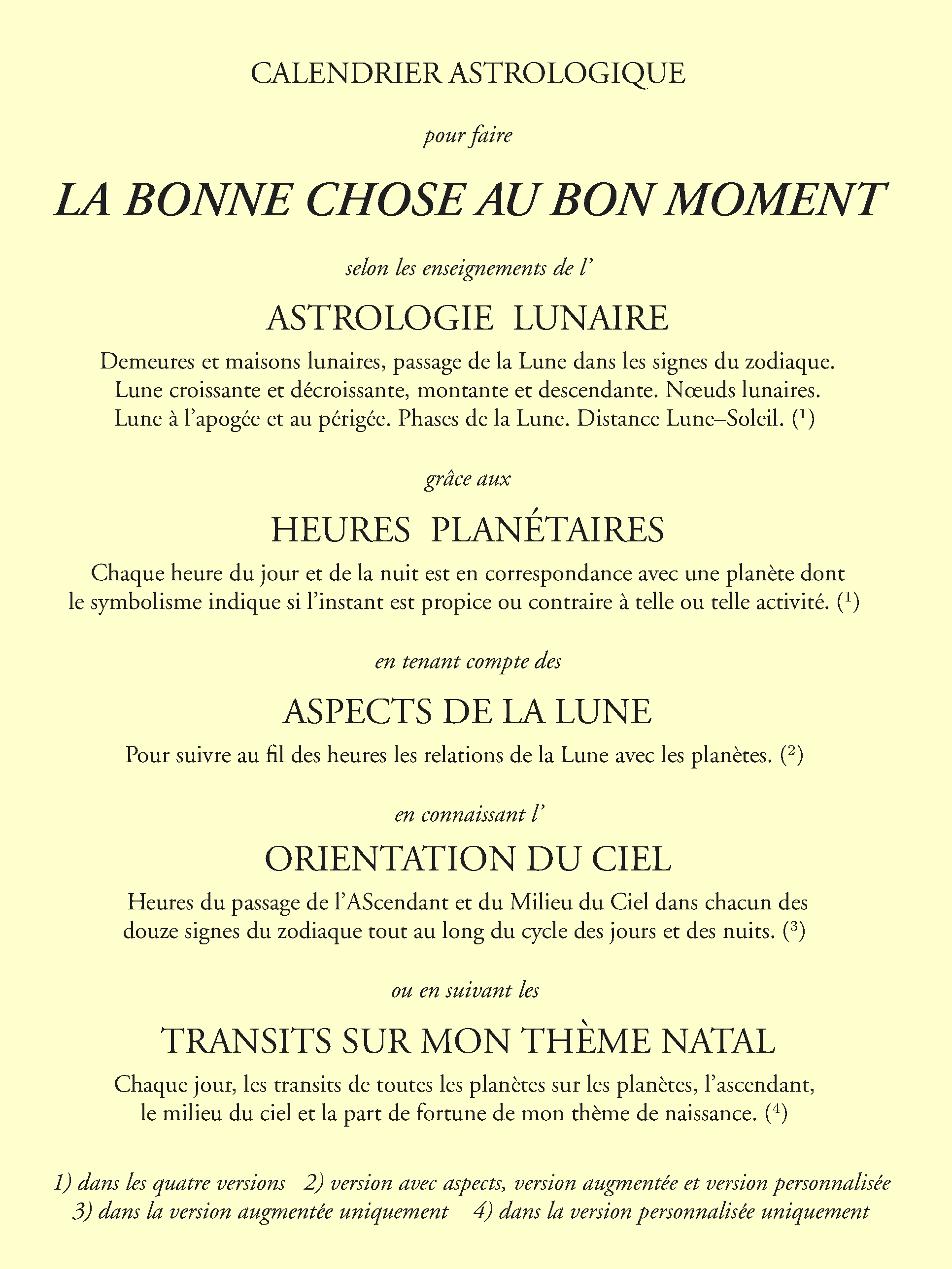 agenda astrologique, la bonne chose au bon moment, année 2024