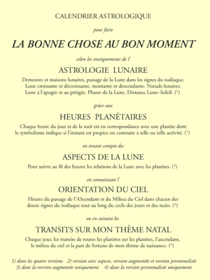 agenda astrologique, la bonne chose au bon moment, année 2024