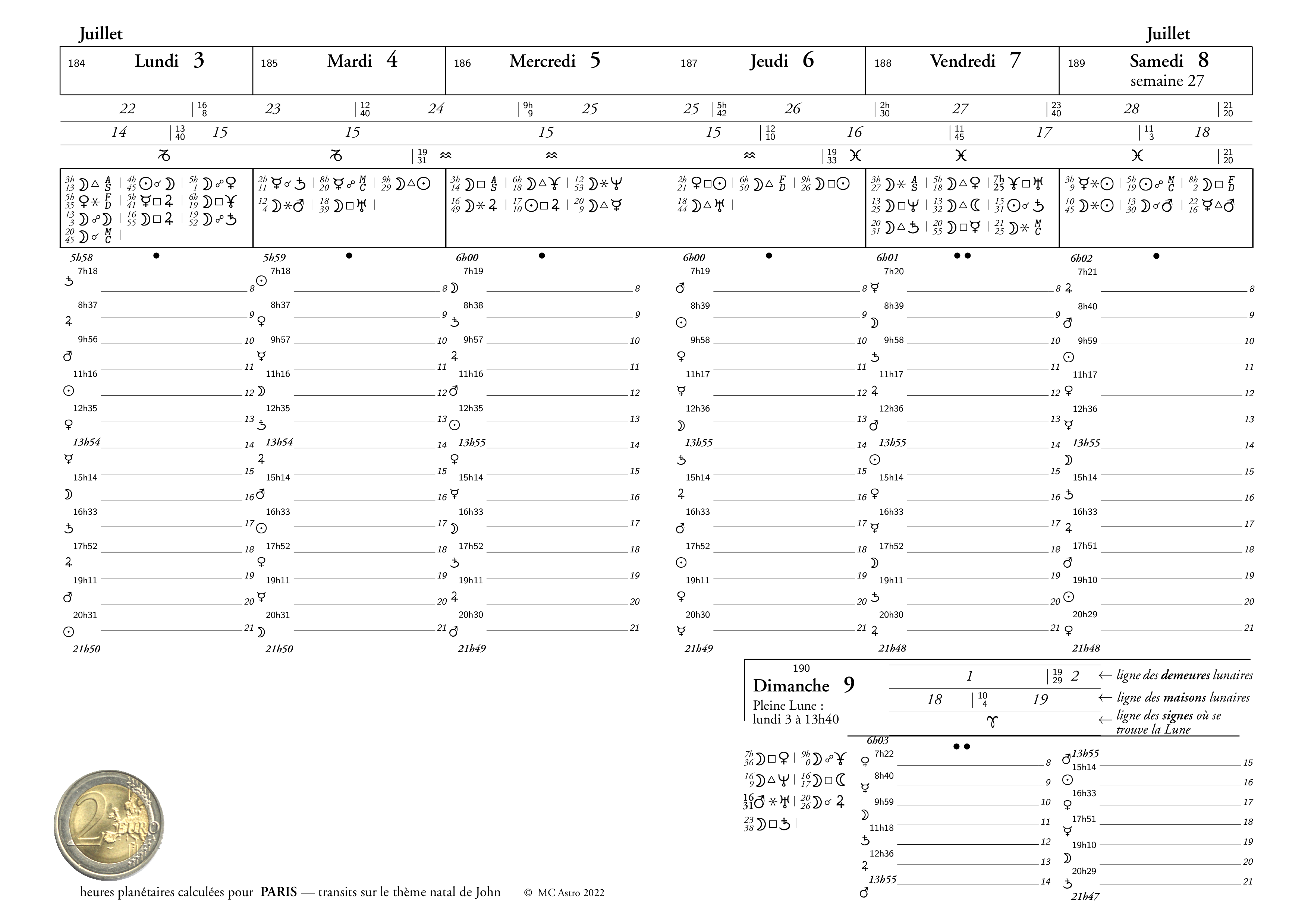 page du palnning numérique personnalisé, année 2024
