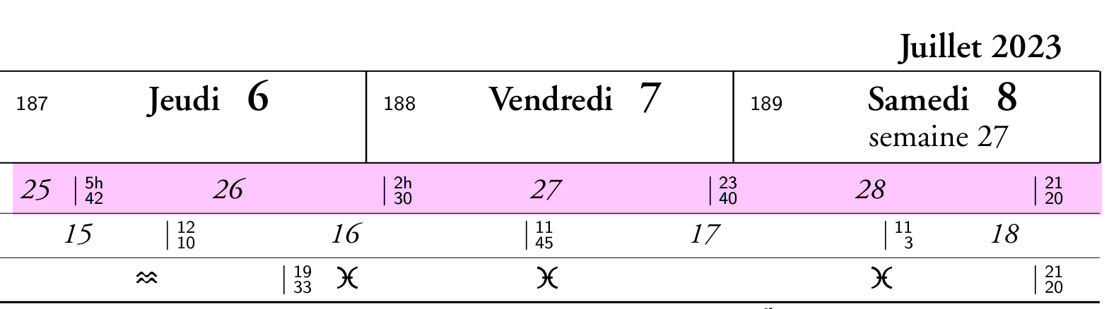 les demeures lunaires dans l'agenda